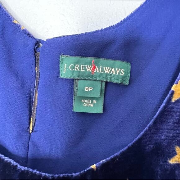 J. Crew Always Navy Blue Gold Star Velvet Tank Women's Petite size 8P - Picture 3 of 5